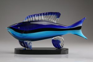 Murano style hand blown art glass fish awards
