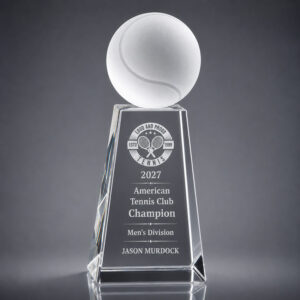 frosted crystal tennis trophy award