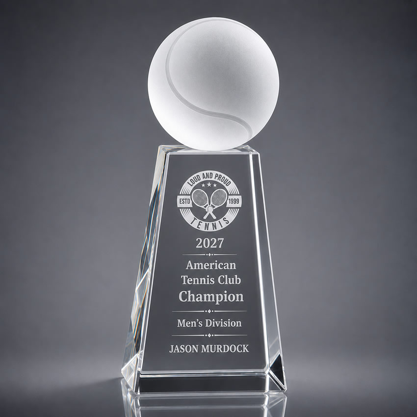 frosted crystal tennis trophy award frosted crystal tennis trophy award