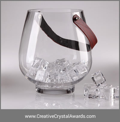 custom crystal ice bucket with handle