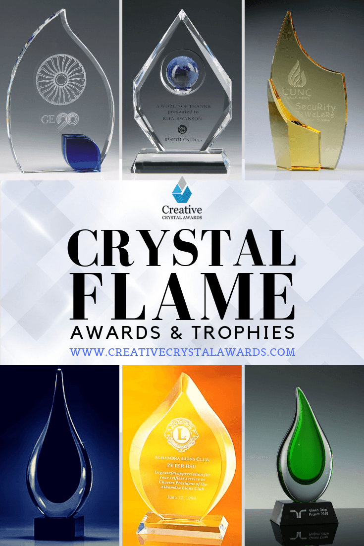 wholesale personalized crystal flame awards and art glass flame trophies