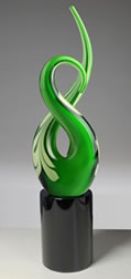 Hand Blown Green Twist Art Glass Award