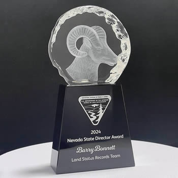 crystal bighorn sheep trophy - crystal ram trophy