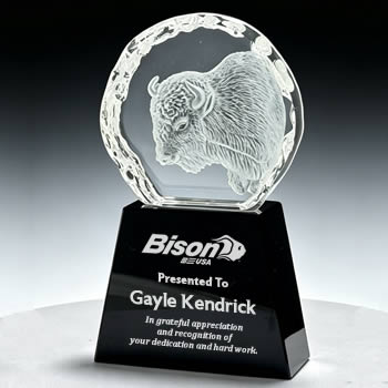 crystal bison trophy - crystal animal trophy