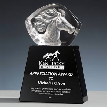 crystal horse trophy - crystal animal award
