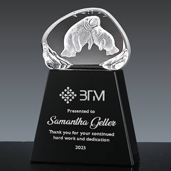 crystal manatee trophy - crystal marine animal trophy