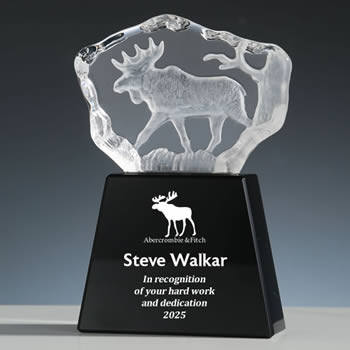 crystal moose trophy - crystal animal trophy