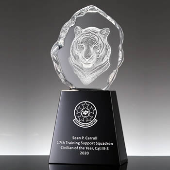 crystal tiger trophy - crystal animal trophy