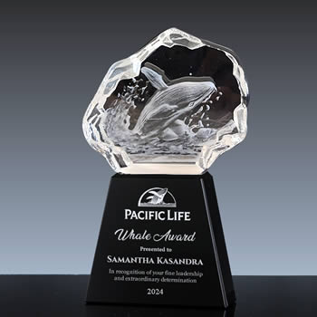 crystal whale trophy - crystal sea animal award