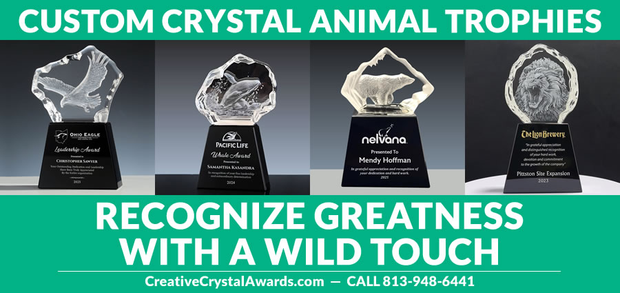 custom crystal animal awards and animal trophies
