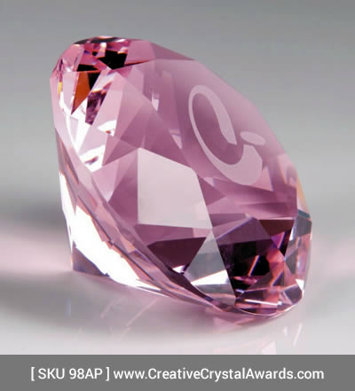 pink crystal diamond paperweight corporate gift