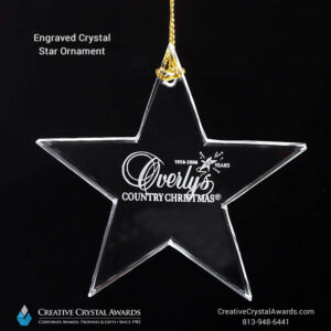 engraved crystal star Christmas ornament holiday gift