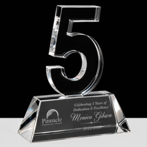 custom engraved crystal 5 years of service award