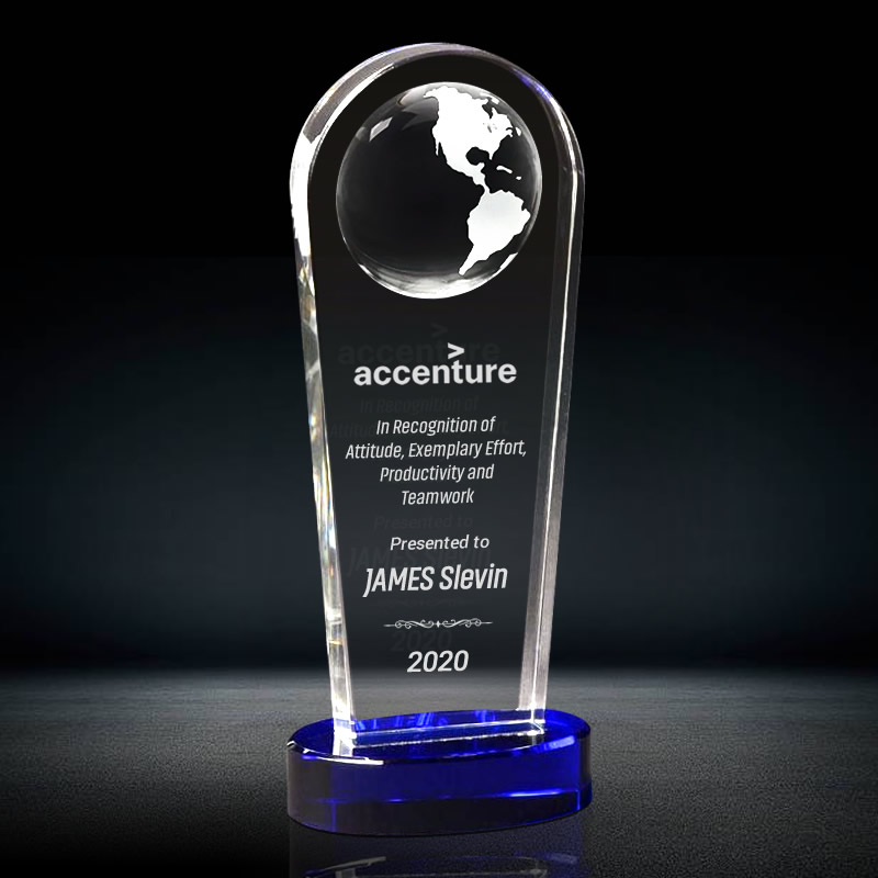 thumbnail image 2 of Personalized Plaque - Customized Glass Award Trophy - 7 Tall With Engraving - Custom Award Plaque For Employee Recognition - Choose Your Title: Appreciation, Excellence, Retirement And More 2 of 12