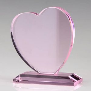 Pink Crystal Heart Plaque Award
