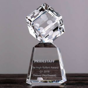 crystal casino dice trophy award