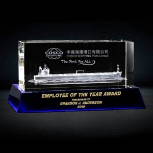 3d laser crystal container ship award