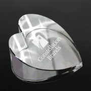 crystal slant heart paperweight