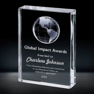 freestanding crystal globe block award
