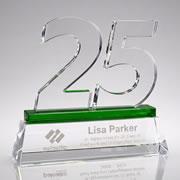 crystal 25 year anniversary award