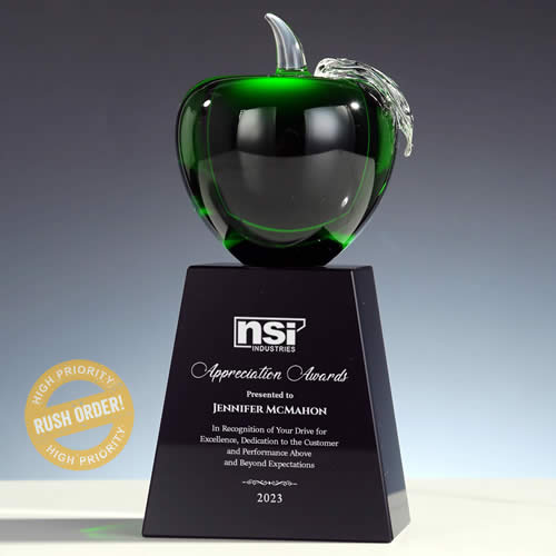 green crystal apple award