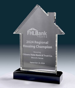 crystal house shaped trophy