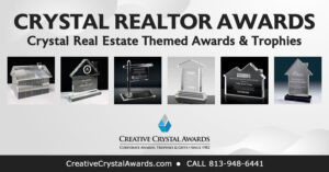 crystal real estate awards, custom crystal real estate trophies