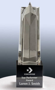 five sided crystal star pillar award
