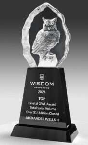 crystal owl trophy award
