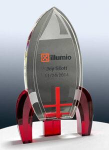 personalized crystal rocket trophy award