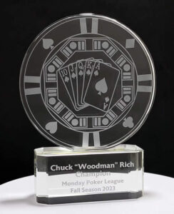 casino crystal poker chip trophy award