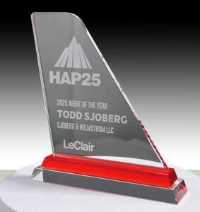 crystal airplane tail trophy award