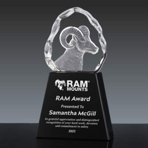 crystal bighorn ship trophy crystal ram animal award