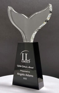 crystal blue whale tail trophy award