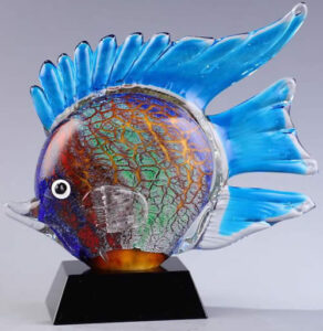 hand blown art glass fish award