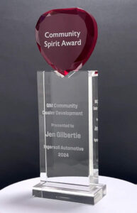 red crystal heart trophy award