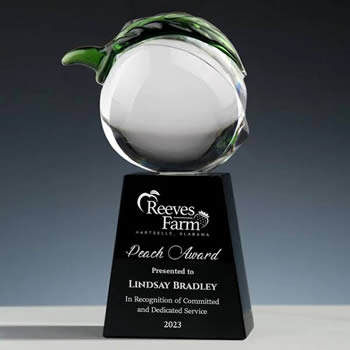 optical crystal peach trophy