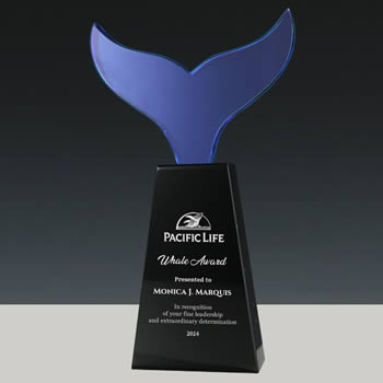 optical crystal whale tail trophy