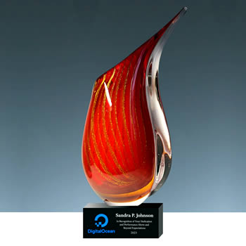 red art glass vase award for employee recognition