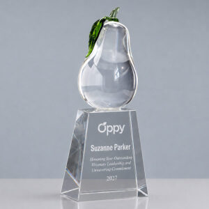 clear optical crystal pear trophy