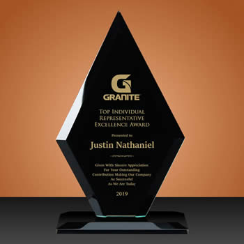 custom crystal diamond plaque award for employee recognition