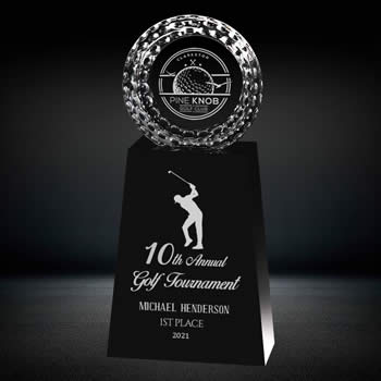 custom crystal golf trophy for executive recognition