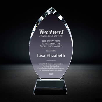 custom crystal leaf award for employee recognition