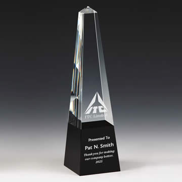 custom crystal obelisk award for employee recognition
