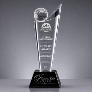 custom engraved crystal golf trophy