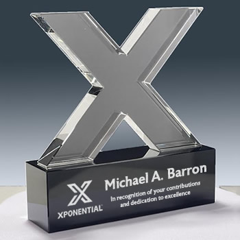 premium crystal X award for employee recognition