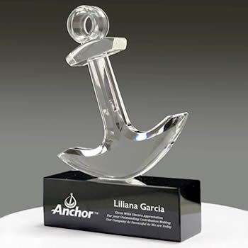 premium crystal anchor award for employee recognition
