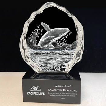 premium crystal whale award for employee recognition