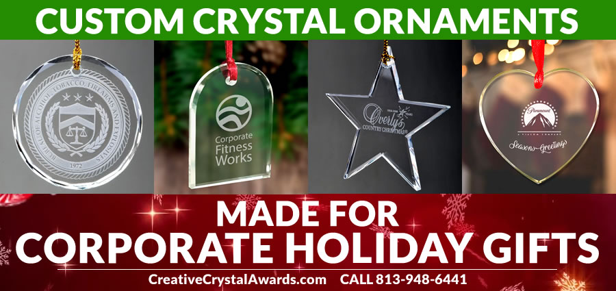 custom crystal holiday ornaments for corporate gifts
