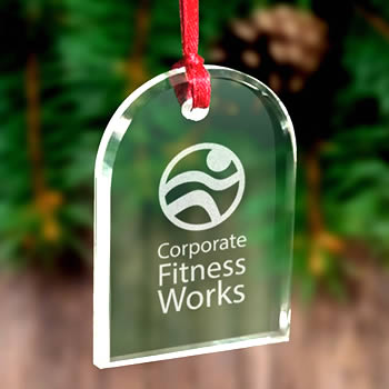 engraved crystal arch ornament corporate holiday gift